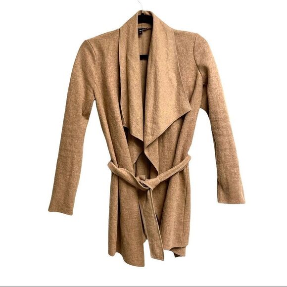 JACOB Vintage Wool Waterfall Wrap Cardigan Sweater Camel S - Picture 1 of 12